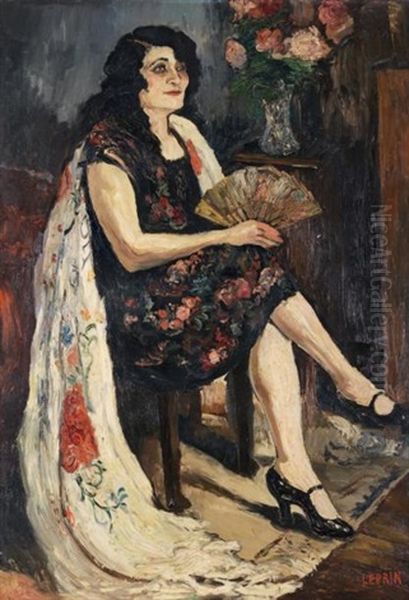 Femme Au Chale Oil Painting by Marcel Leprin