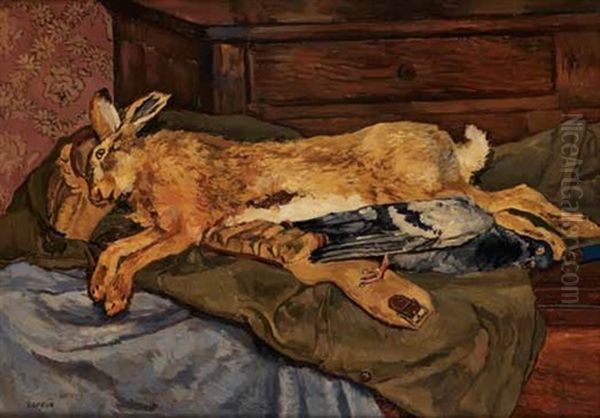 Nature Morte Au Lievre Oil Painting by Marcel Leprin