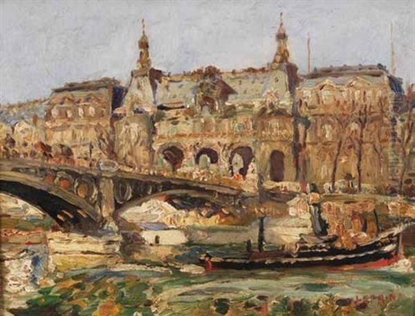 Les Arcades Du Louvre Oil Painting by Marcel Leprin