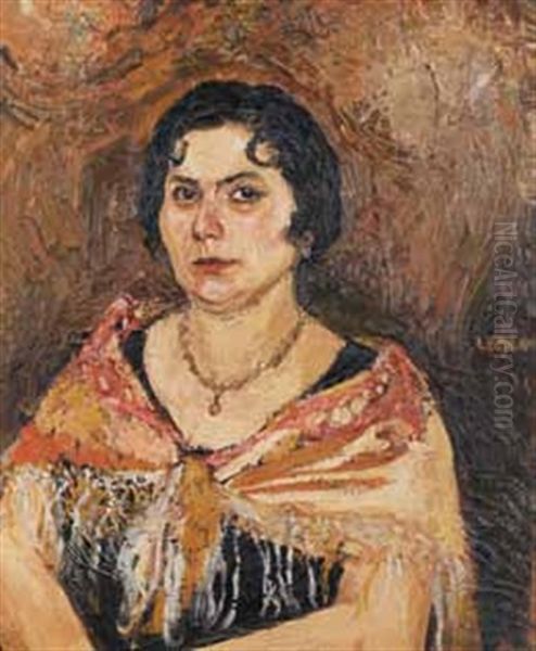 Femme Au Chale Oil Painting by Marcel Leprin