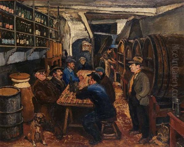 Bar Des Martegales, Marseille Oil Painting by Marcel Leprin
