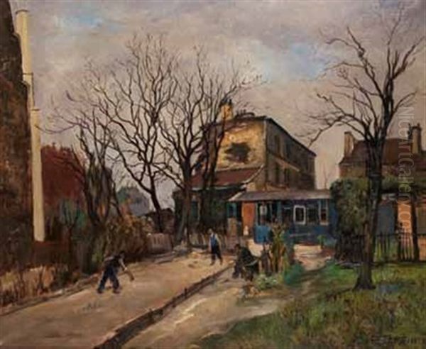 Joueurs De Petanque A Montmartre Oil Painting by Marcel Leprin