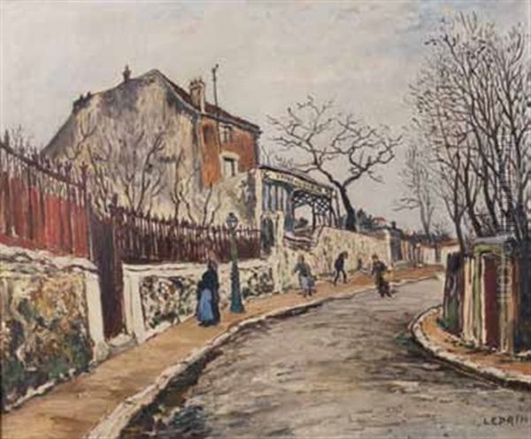 Rue Cortot Animee Oil Painting by Marcel Leprin