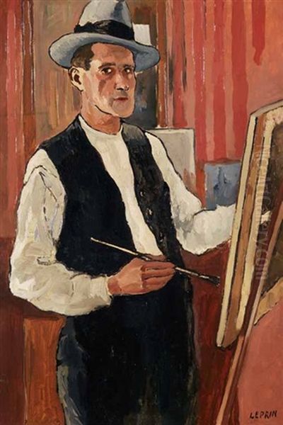 Autoportrait Au Chevalet Oil Painting by Marcel Leprin