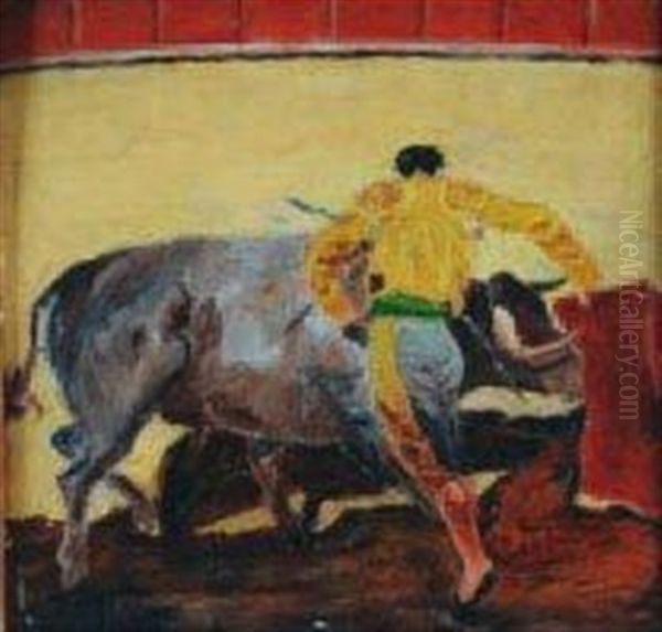 Scene De Tauromachie Oil Painting by Marcel Leprin