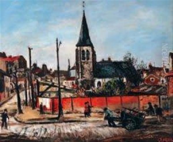 Coin De Rue Devant L'eglise Oil Painting by Marcel Leprin