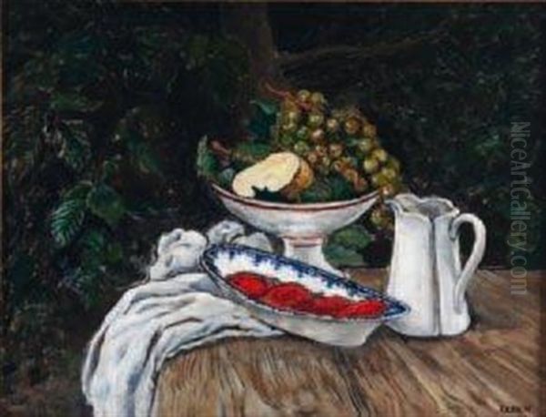 Nature Morte A La Coupe De Fruits Oil Painting by Marcel Leprin