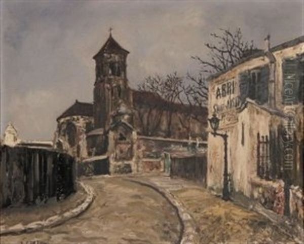 L'abri St Joseph A Montmartre Oil Painting by Marcel Leprin