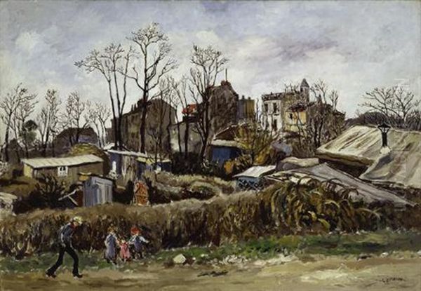 Les Faubourgs De Paris Oil Painting by Marcel Leprin