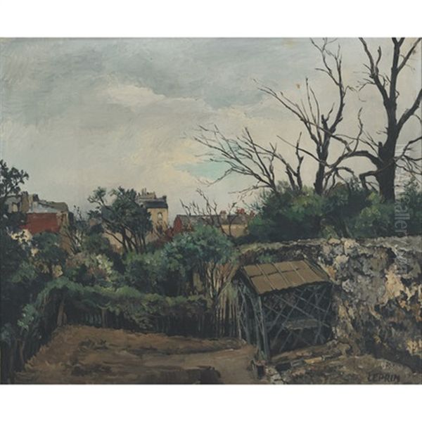 Rue St. Vincent - Montmarte (+ Backyard Garden; 2 Works) Oil Painting by Marcel Leprin