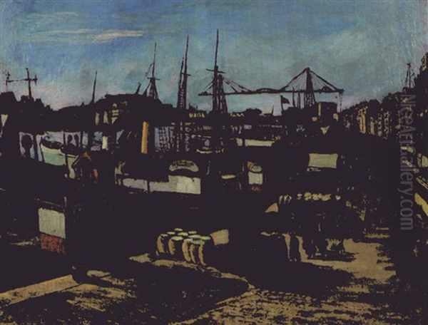 Le Port De Marseille Oil Painting by Marcel Leprin