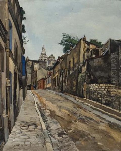 Monmartre Street Scene Oil Painting by Marcel Leprin