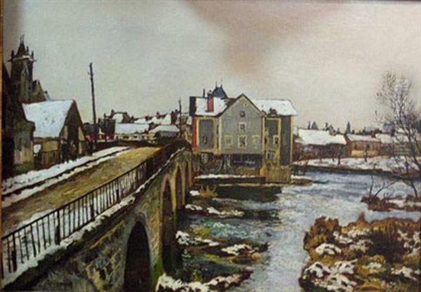 Environs De Paris Sous La Neige Oil Painting by Marcel Leprin