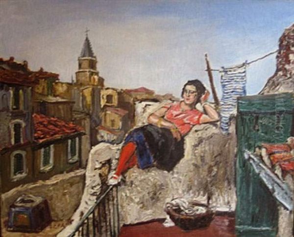Fille De Petite Vertue A Marseille Dans Le Quartier Du Panier A Marseille Oil Painting by Marcel Leprin