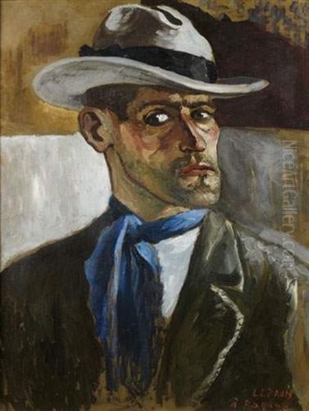 Autoportrait Au Chapeau Oil Painting by Marcel Leprin
