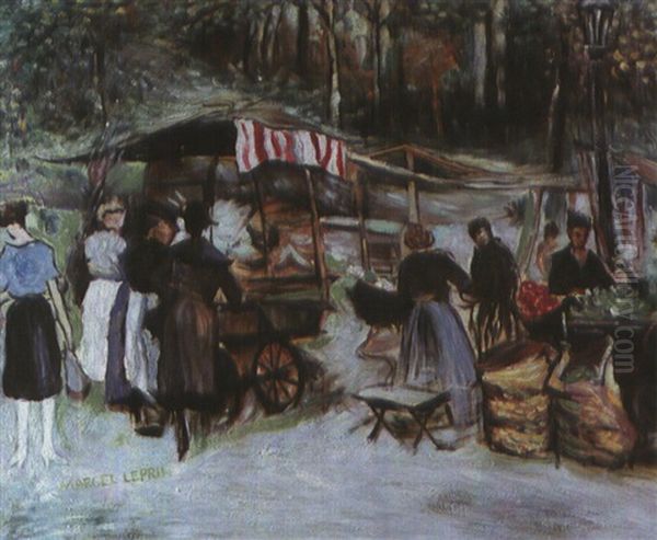 Strassenszene Mit Marktfrauen Oil Painting by Marcel Leprin