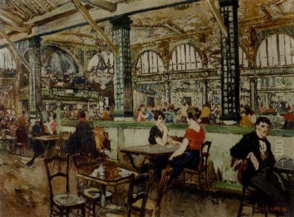 Cafe A Montmartre Oil Painting by Marcel Leprin