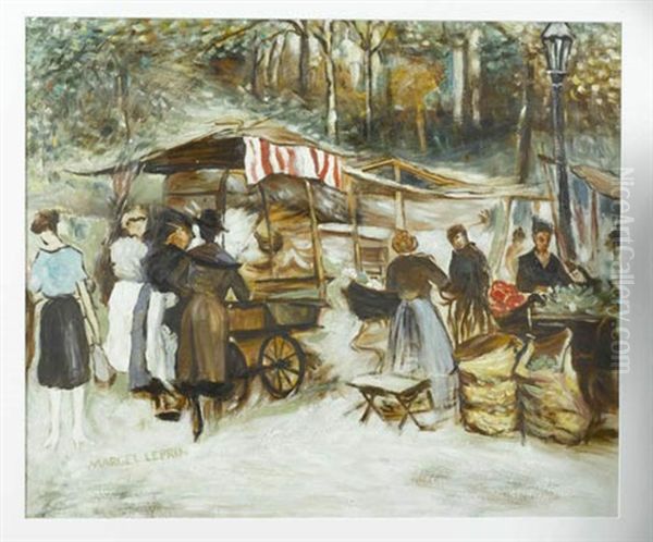Strassenszene Mit Marktfrauen Oil Painting by Marcel Leprin