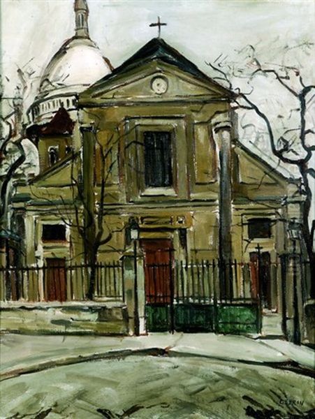 Montmartre, L'eglise St-pierre Oil Painting by Marcel Leprin