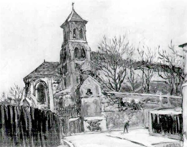 L'eglise Oil Painting by Marcel Leprin