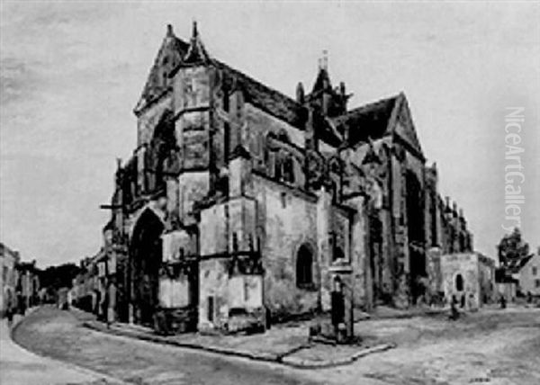 L'eglise De Moret Oil Painting by Marcel Leprin