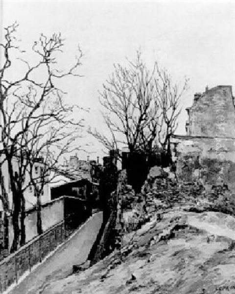 Rue A Montmartre Oil Painting by Marcel Leprin