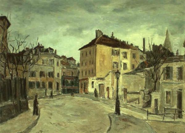 Place Jean-baptiste Clement A Monmartre Oil Painting by Marcel Leprin