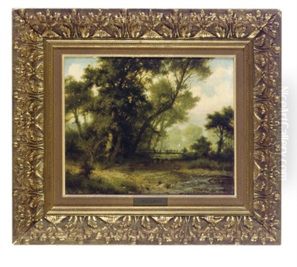 Landscape With Bridge In The Distance Oil Painting by Marie Guillaume Charles Leroux