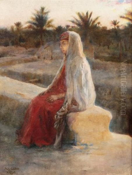 Le Soir A Foughala, Pres De Biskra Oil Painting by Paul Alexandre Alfr. Leroy