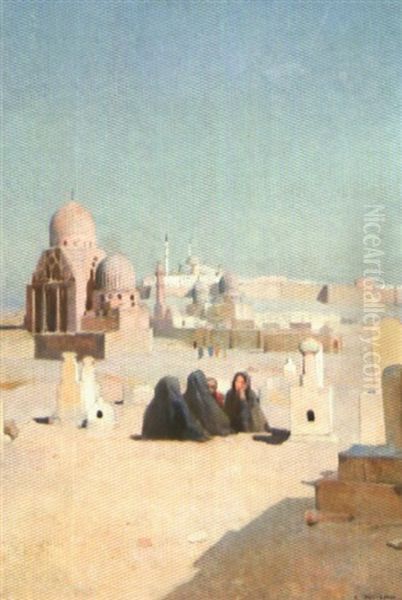 Femmes Devant Le Tombeau Des Califes Oil Painting by Paul Alexandre Alfr. Leroy