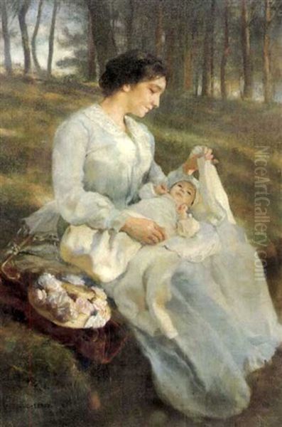 La Jeune Mere Oil Painting by Paul Alexandre Alfr. Leroy