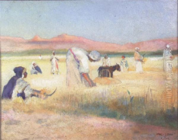 Harvest Scene Algiers Oil Painting by Paul Alexandre Alfr. Leroy