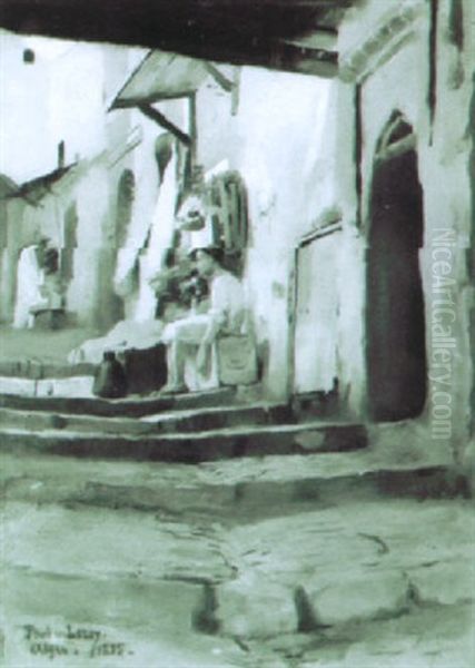 Vue Animee Dans La Casbah D'alger Oil Painting by Paul Alexandre Alfr. Leroy