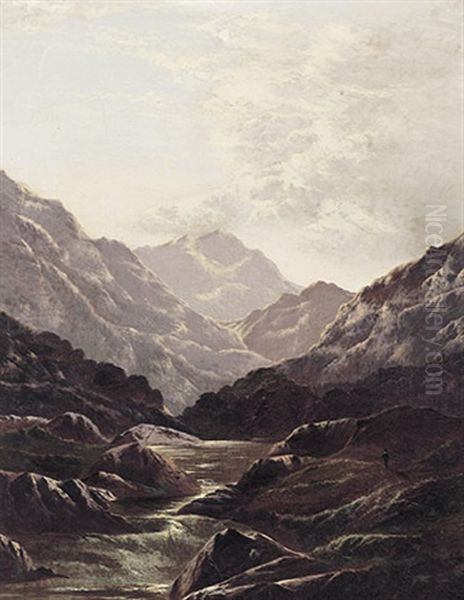 Gebirgslandschaft Im Schottischen Hochland Oil Painting by Charles Leslie