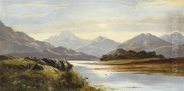 Weite Englische Berglandschaften (pair) Oil Painting by George Dunlop, R.A., Leslie