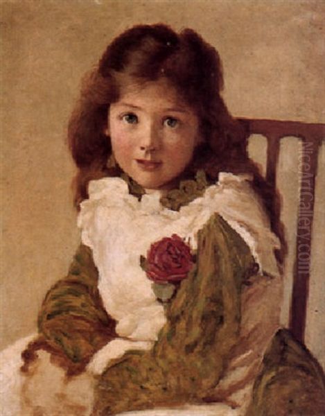 A Portrait Of The Artist's Daughter Oil Painting by George Dunlop, R.A., Leslie