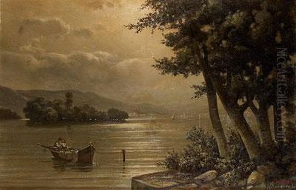 Paisaje Con Barca Oil Painting by Cayetano Benavent Rocamora