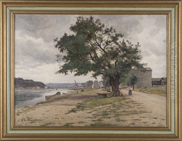 Vue De La Saone A Caluire Oil Painting by Theodore Lespinasse