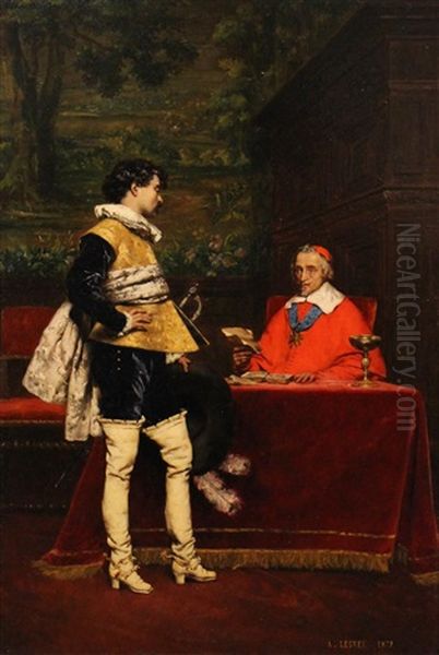 Audience With Richelieu Oil Painting by Adolphe Alexandre Lesrel