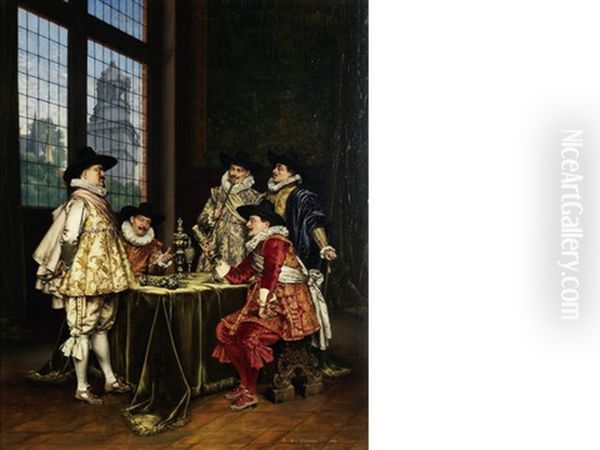 Les Amateurs Oil Painting by Adolphe Alexandre Lesrel