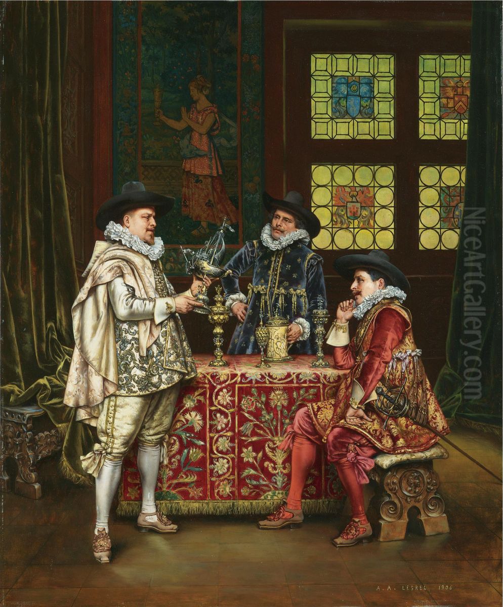 Chez L'orfevre Oil Painting by Adolphe Alexandre Lesrel