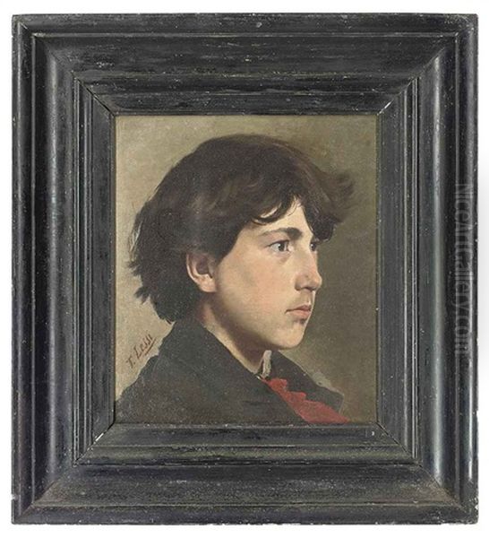 Portrait Of A Boy In Profile Oil Painting by Tito Lessi