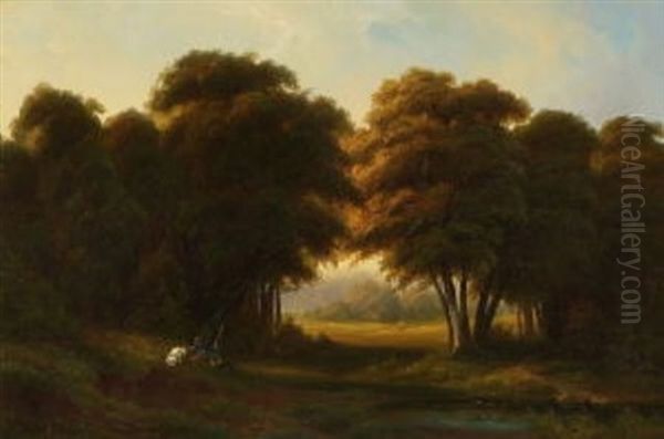 Waldlandschaft Oil Painting by Karl Friedrich Lessing