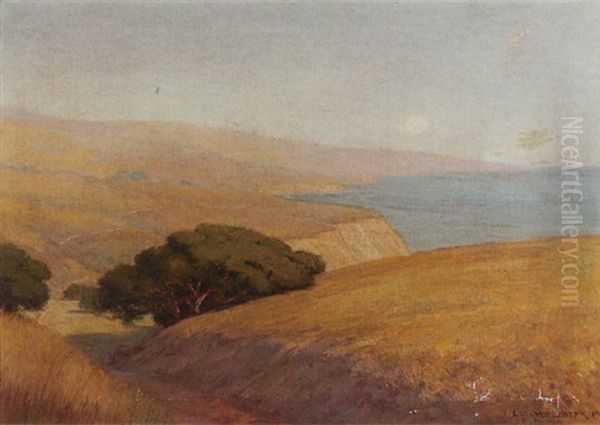 A Path Through The Hills Overlooking The Ocean Oil Painting by Leonard Lester