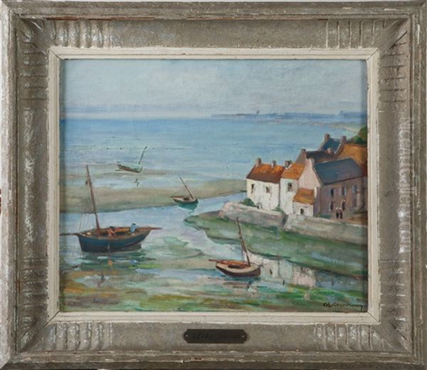 Le Petit Port Du Guildo, Bretagne Oil Painting by Alexandere Letaconnoux