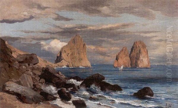 Faraglioni Oil Painting by Antonino Leto