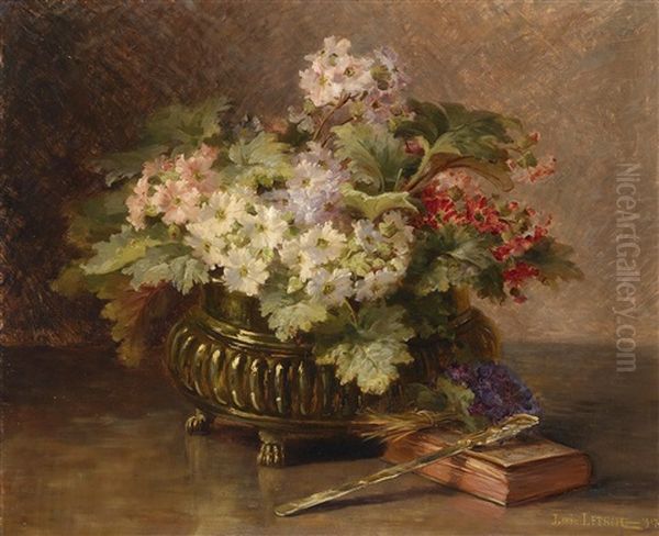 Blumen In Einer Kupfervase Oil Painting by Louis Letsch