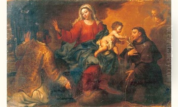 Vierge A L'enfant Entre Saint Laurent Et Saint Antoine Oil Painting by Bartolomeo Letterini