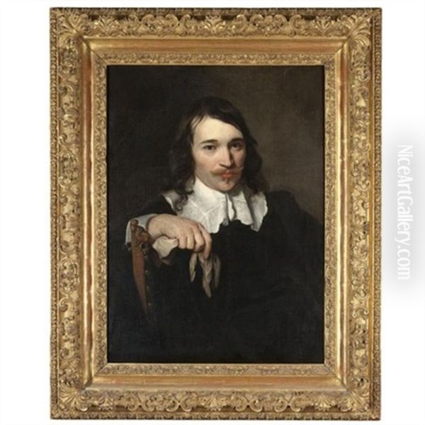 Portrait Of A Gentleman, Half Length Seated, Holding A White Glove In His Right Hand Oil Painting by Jacobus Levecq