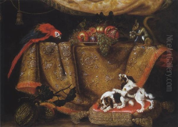 Nature Morte Au Tapis Persan Oil Painting by Reynaud Levieux